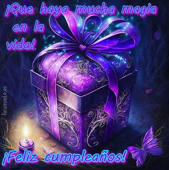 Imagen de feliz cumpleaños con una caja mágica